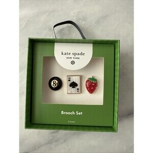Kate Spade New York X Target Brooch Set Strawberry Ace Card & 8 Ball New in Box